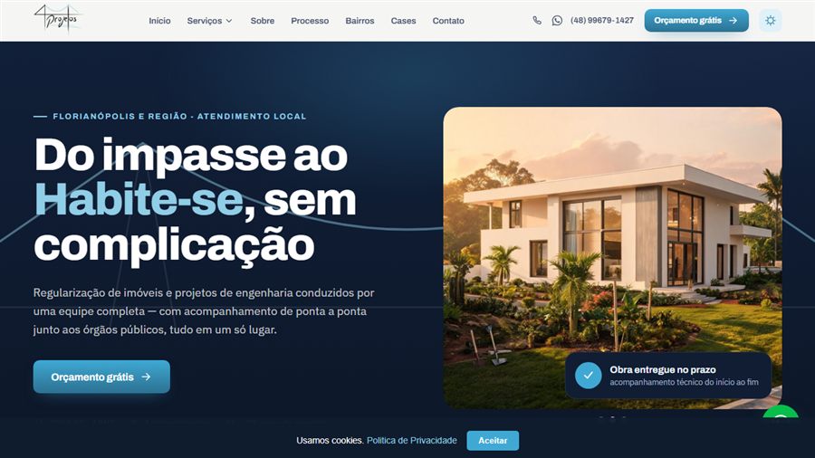 Site da 4Projetos, produzido pela DuoBro